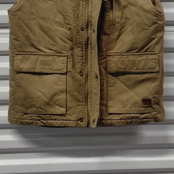 Wenven Mens Medium Canvas Utility Vest Khaki Warm Work Outdoor Jacket Gorpcore - Picture 7 of 10